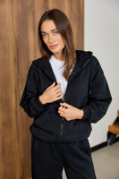 Жіноча кофта на замку з капюшоном оверсайз на блискавці