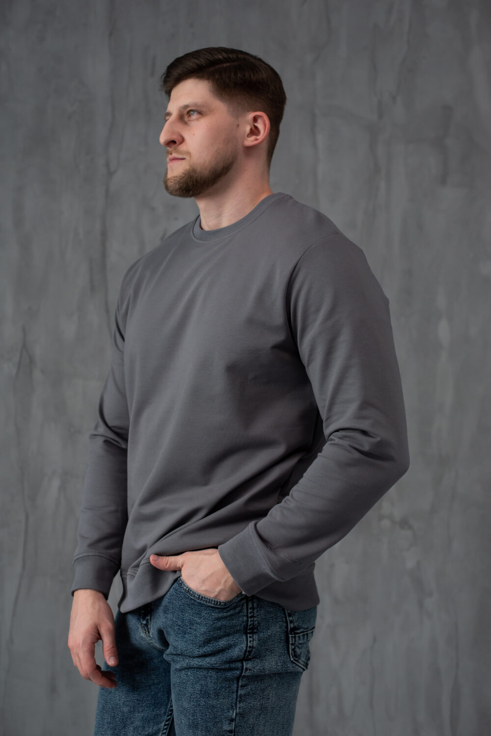 Чоловічий світшот з м’якого трикотажу у базовому стилі