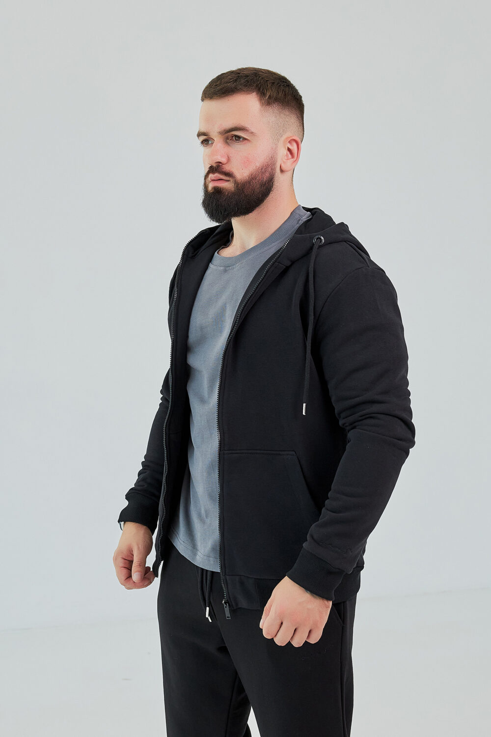 Чоловіче зіп худі на блискавці з м’якого трикотажу