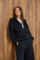 Жіноча кофта на замку з капюшоном оверсайз на блискавці