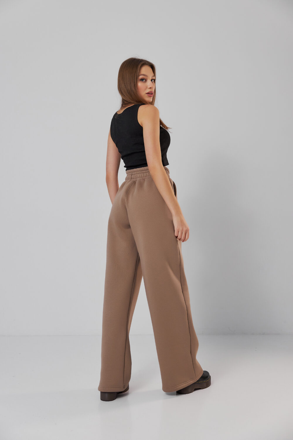 Жіночі штани палаццо на резинці з начосом теплі та вільні