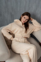 Жіночі штани палаццо вафельні з високою посадкою