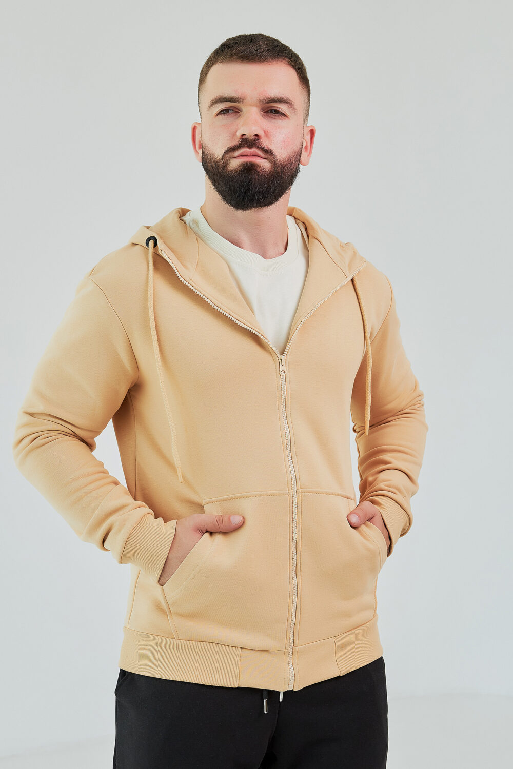 Чоловіче зіп худі на блискавці з м’якого трикотажу