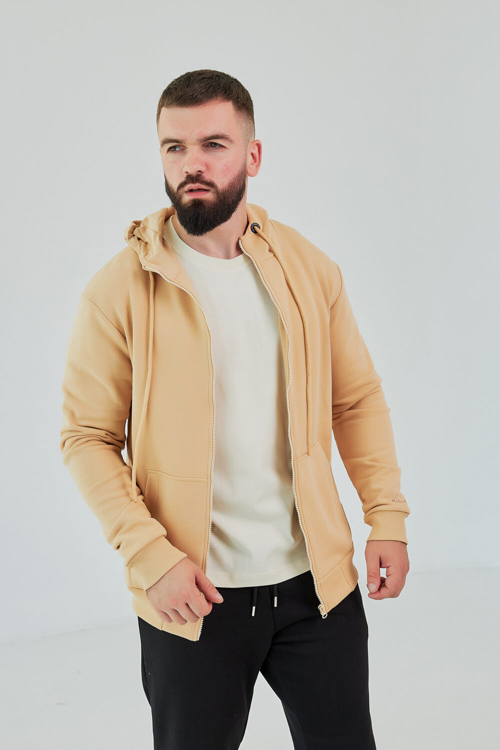Чоловіче зіп худі на блискавці з м’якого трикотажу