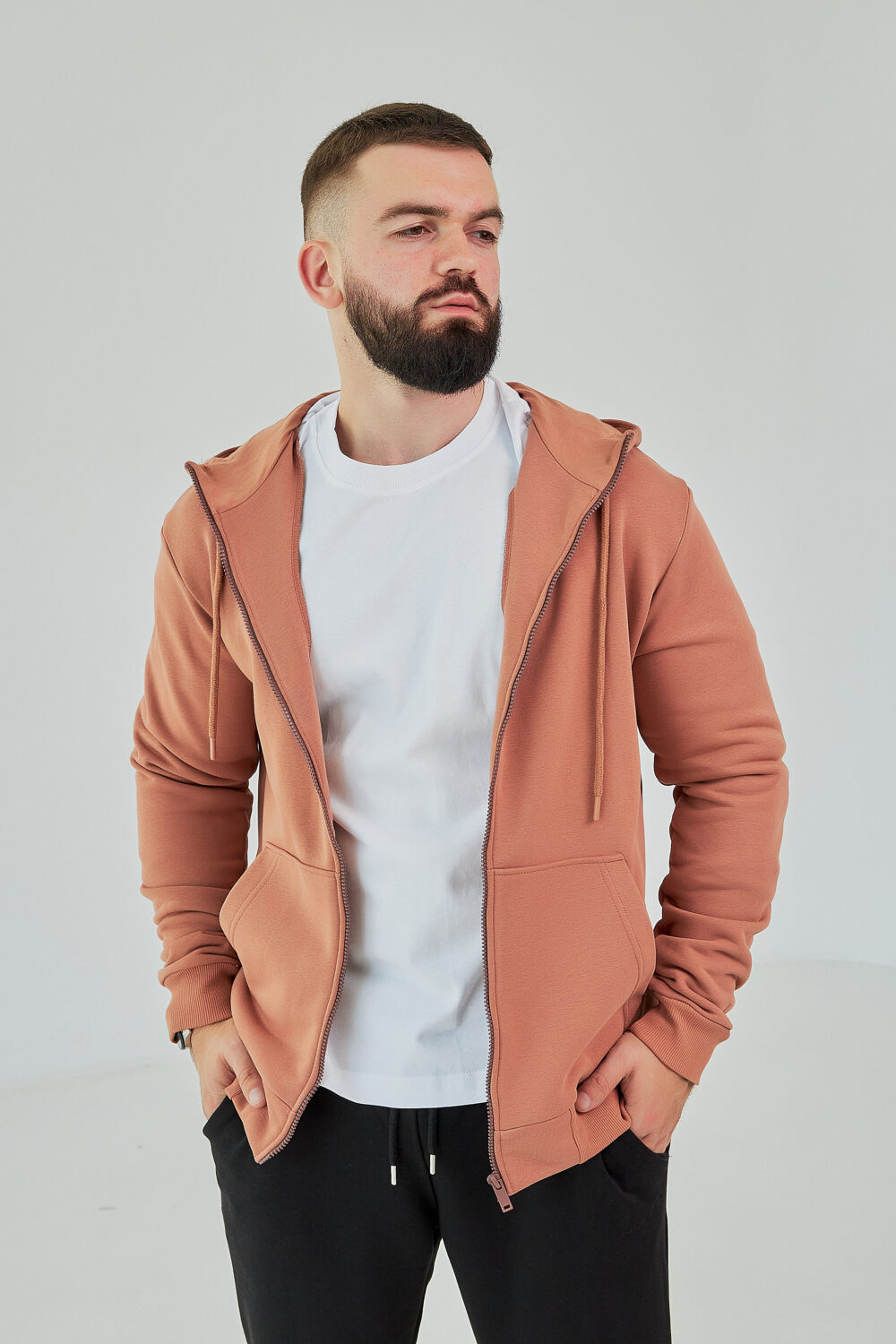 Чоловіче зіп худі на блискавці з м’якого трикотажу