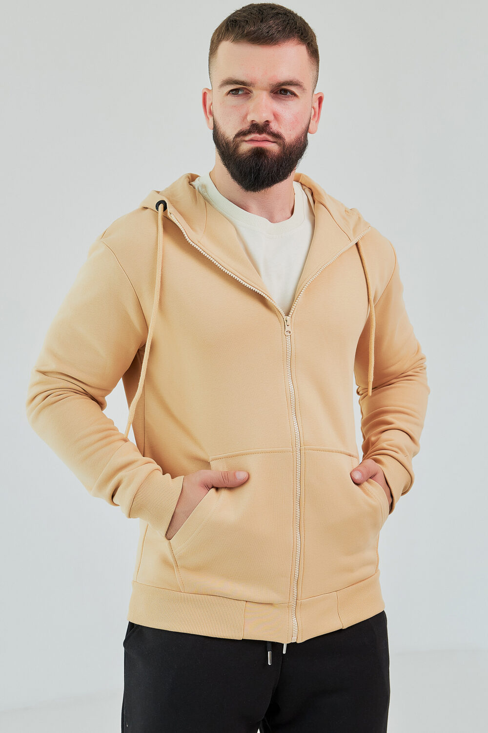 Чоловіче зіп худі на блискавці з м’якого трикотажу