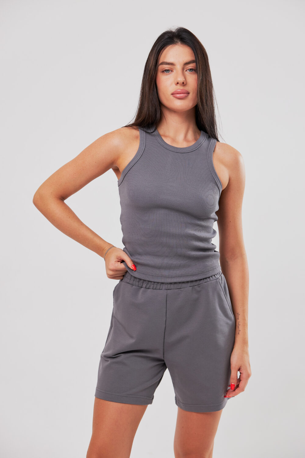 Жіноча майка кашкорсе графіт приталена базова