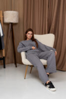 Жіночі штани палаццо вафельні з високою посадкою