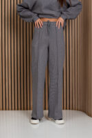 Жіночі штани палаццо вафельні з високою посадкою