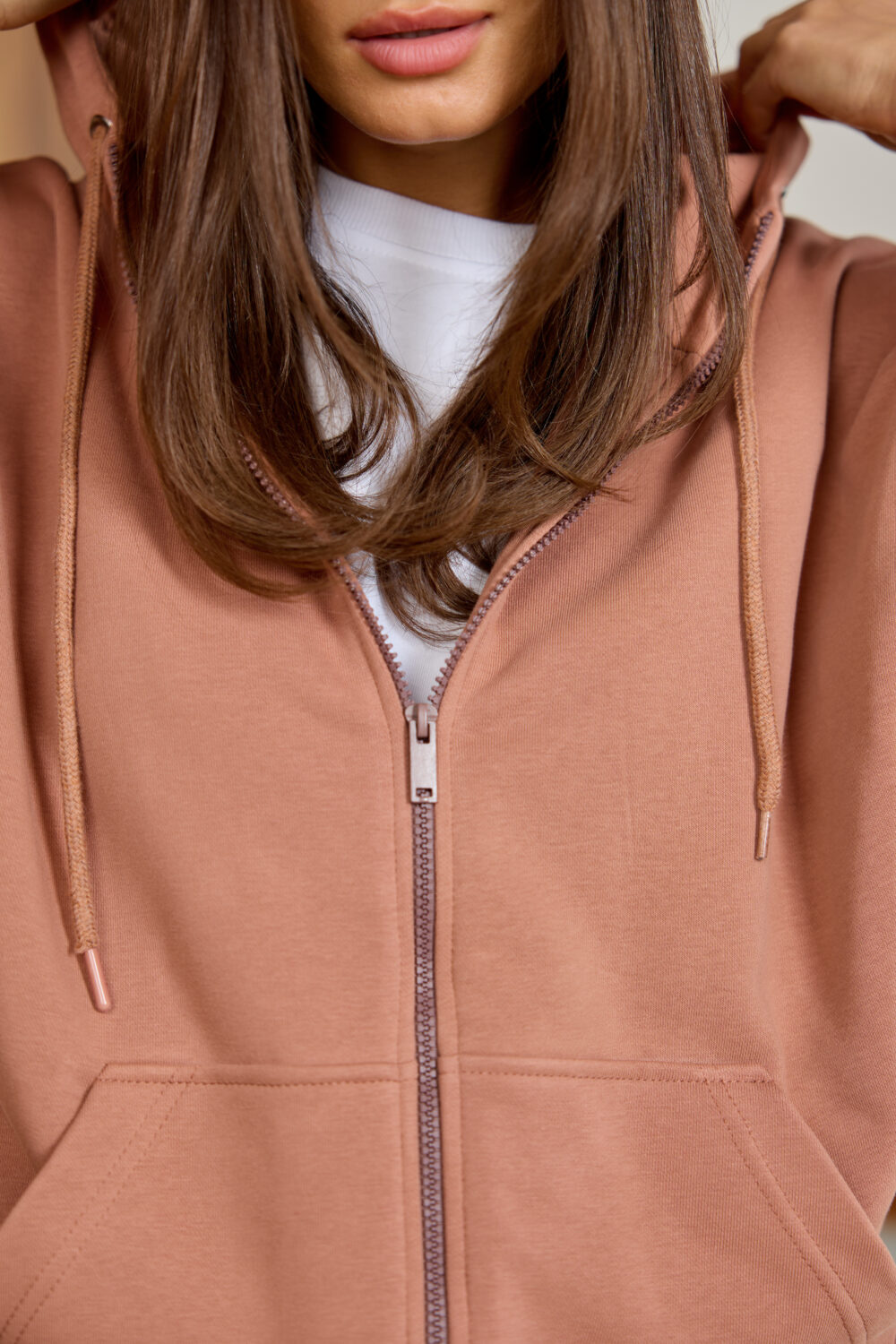 Жіноча кофта на замку з капюшоном оверсайз на блискавці