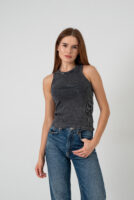 Жіноча майка кашкорсе приталена базова без рукавів