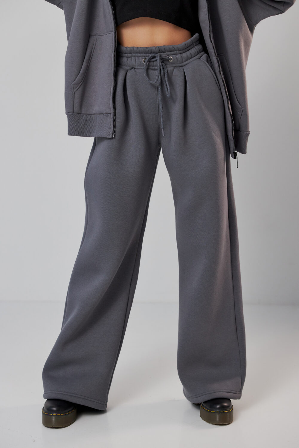 Жіночі штани палаццо на резинці з начосом теплі та вільні