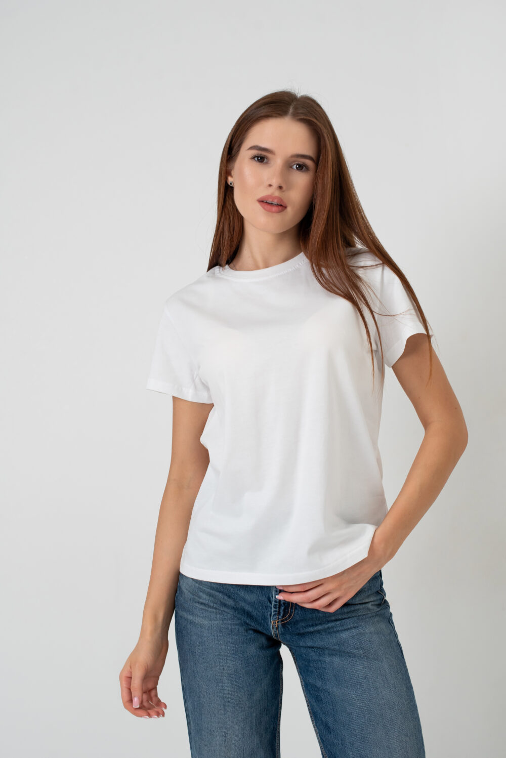 Жіноча футболка класична базова бавовняна повсякденна комфортна