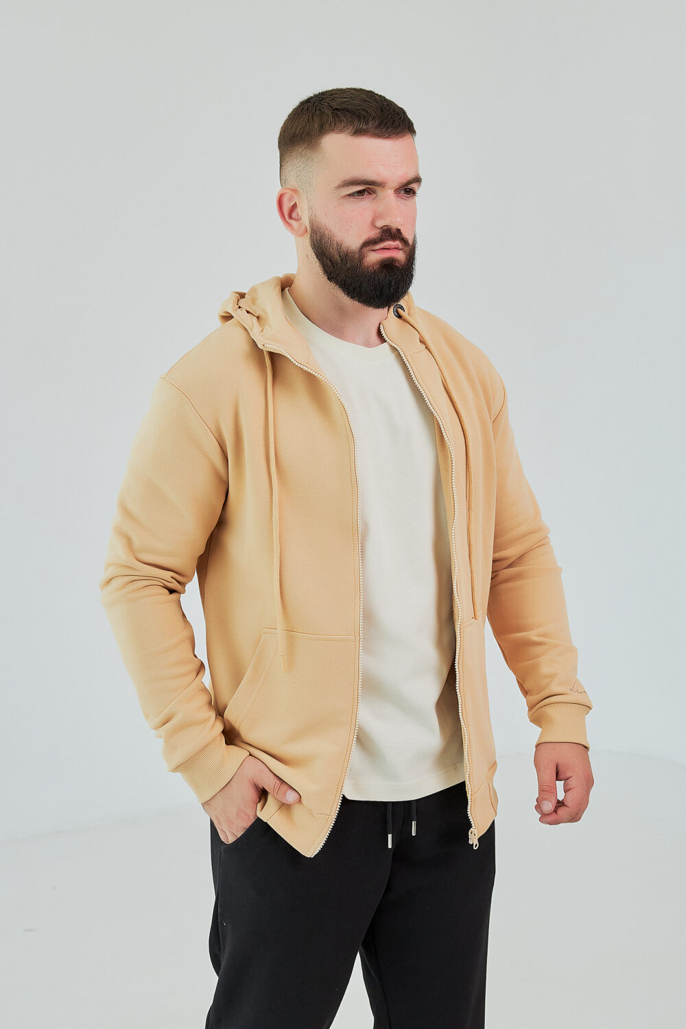 Чоловіче зіп худі на блискавці з м’якого трикотажу
