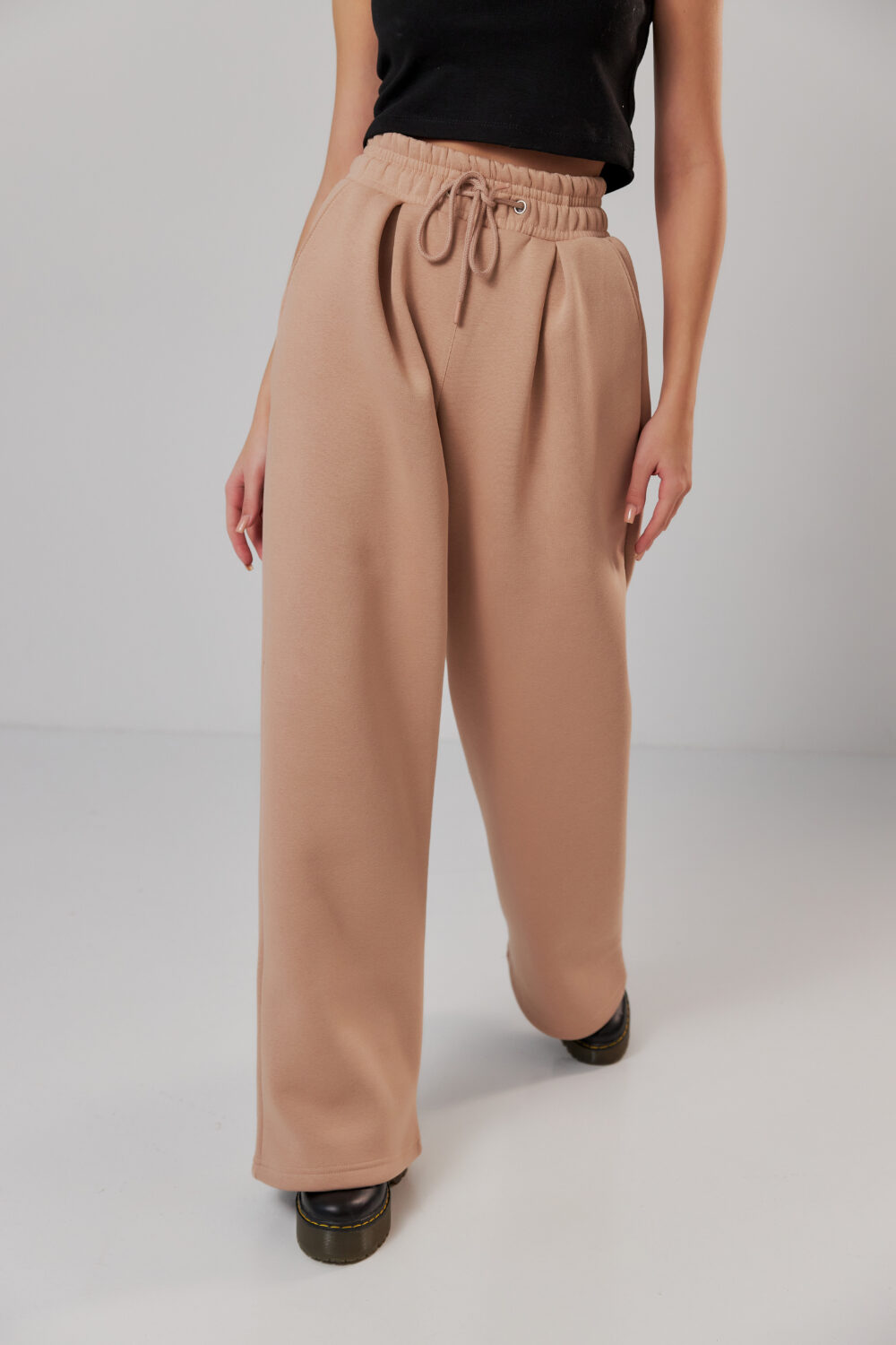 Жіночі штани палаццо на резинці з начосом теплі та вільні