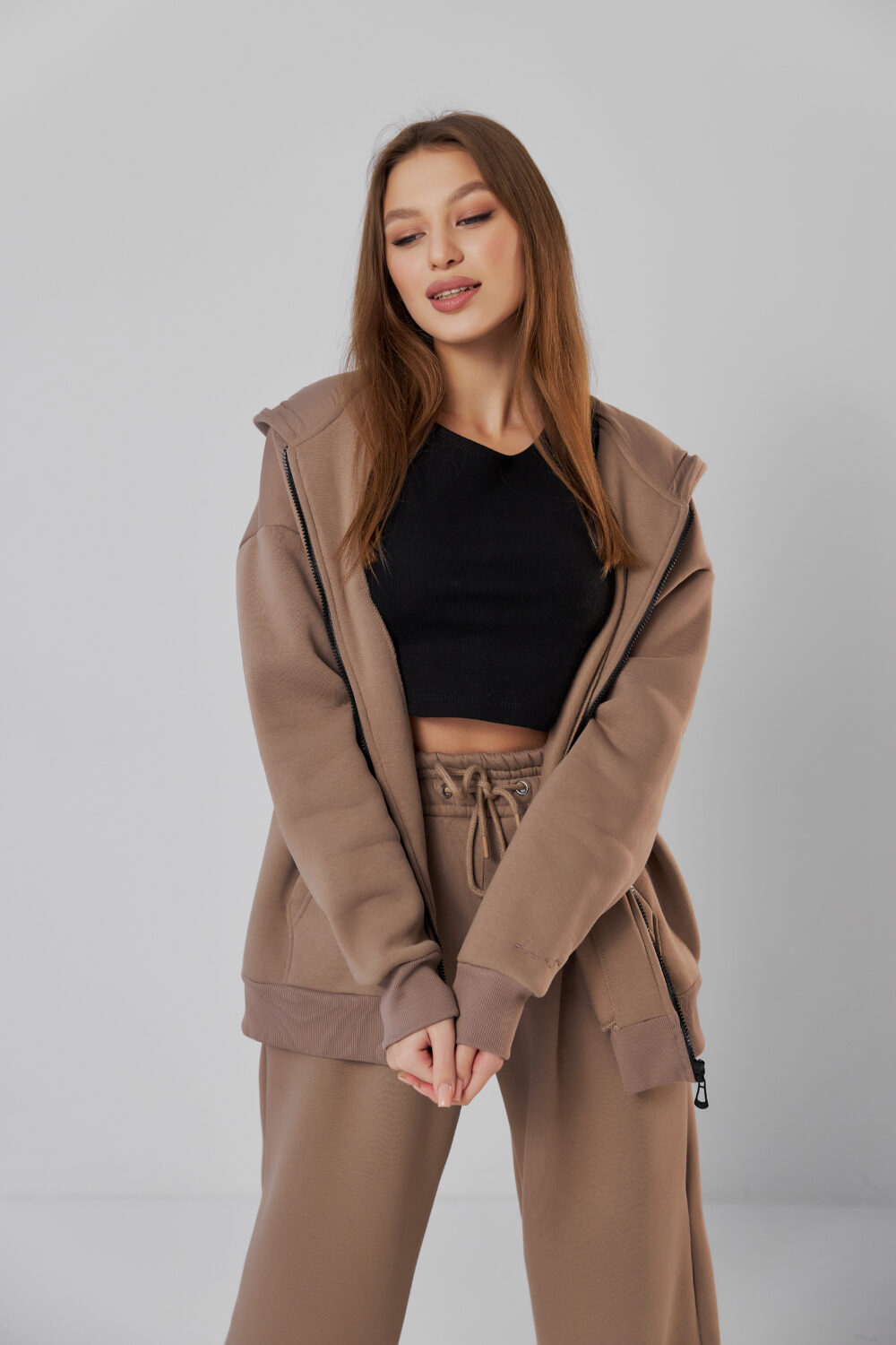 Жіночі штани палаццо на резинці з начосом теплі та вільні