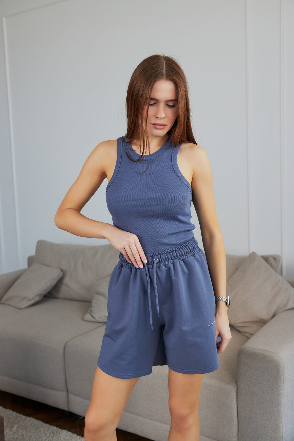 Жіноча майка з тонкої кашкорсе приталена базова