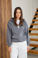 Жіноча кофта на замку з капюшоном оверсайз на блискавці