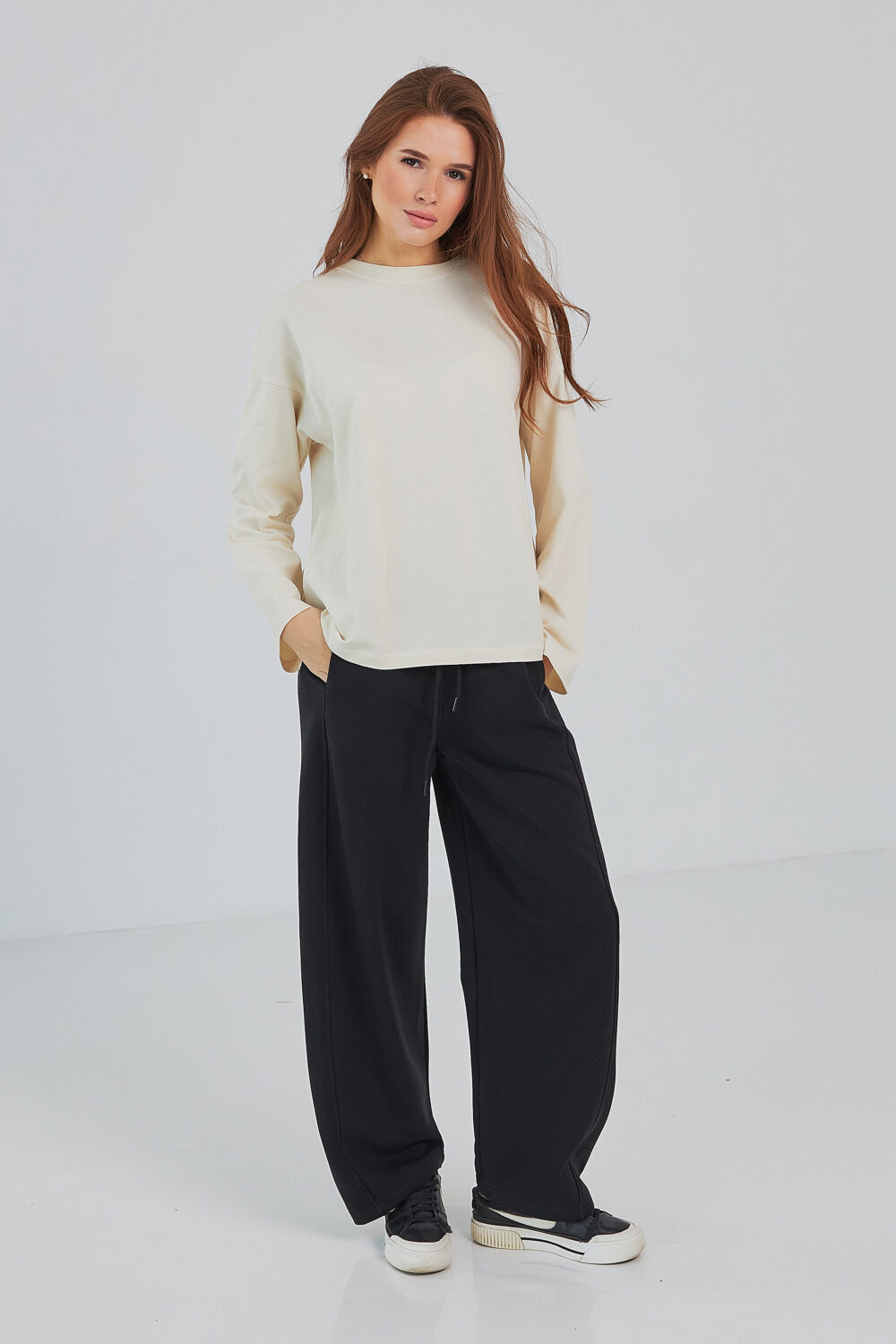 Штани жіночі baggy oversize з високою посадкою та кишенями