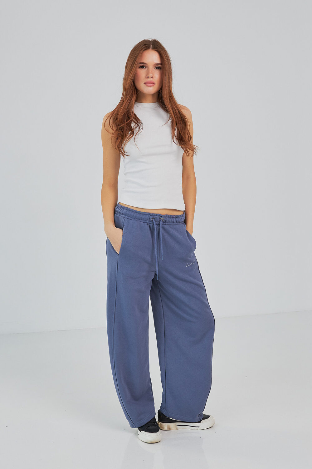 Штани жіночі baggy oversize з високою посадкою та кишенями