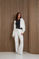 Жіночі штани палаццо вафельні з високою посадкою