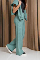 Жіночі штани палаццо вафельні з високою посадкою