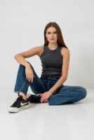 Жіноча майка кашкорсе приталена базова без рукавів