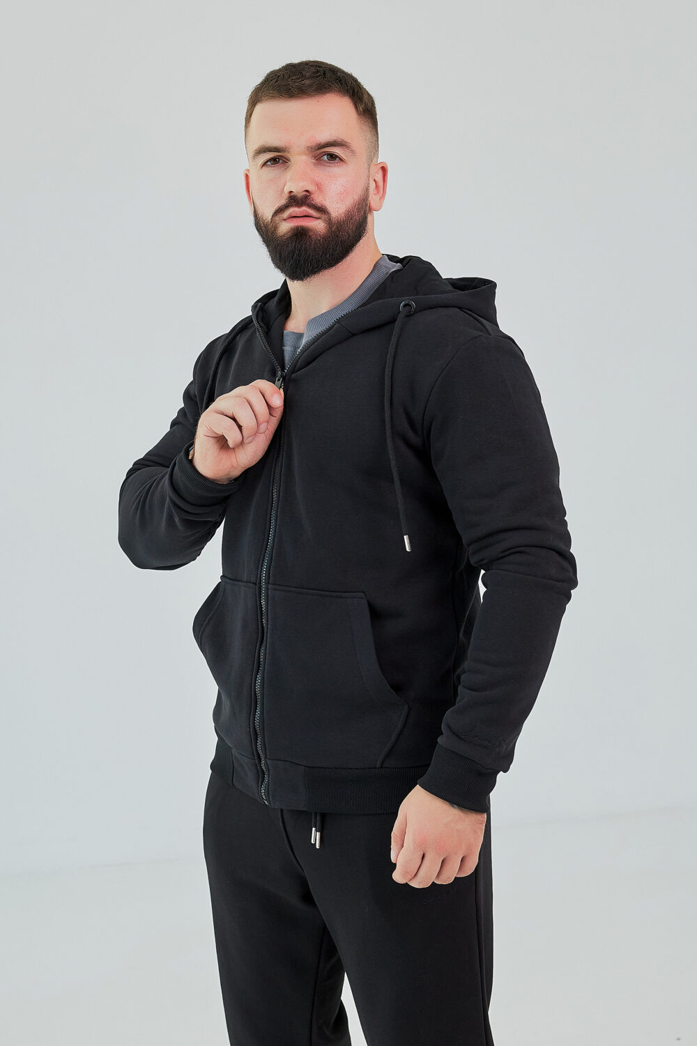 Чоловіче зіп худі на блискавці з м’якого трикотажу
