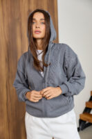 Жіноча кофта на замку з капюшоном оверсайз на блискавці