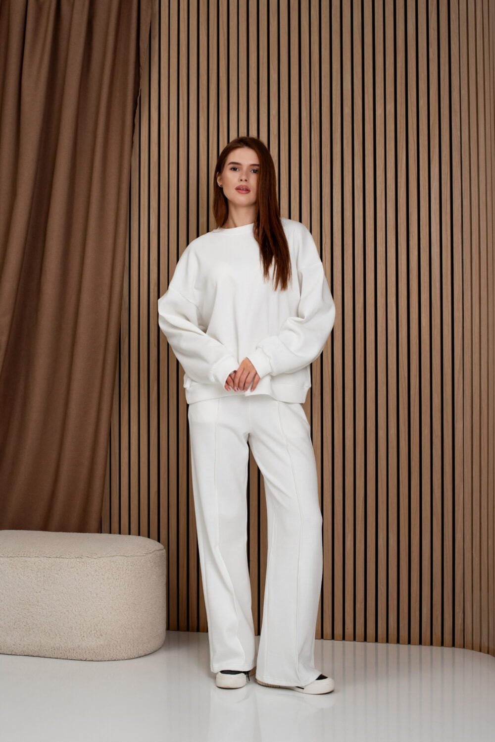 Жіночі штани палаццо вафельні з високою посадкою