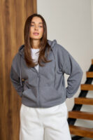 Жіноча кофта на замку з капюшоном оверсайз на блискавці