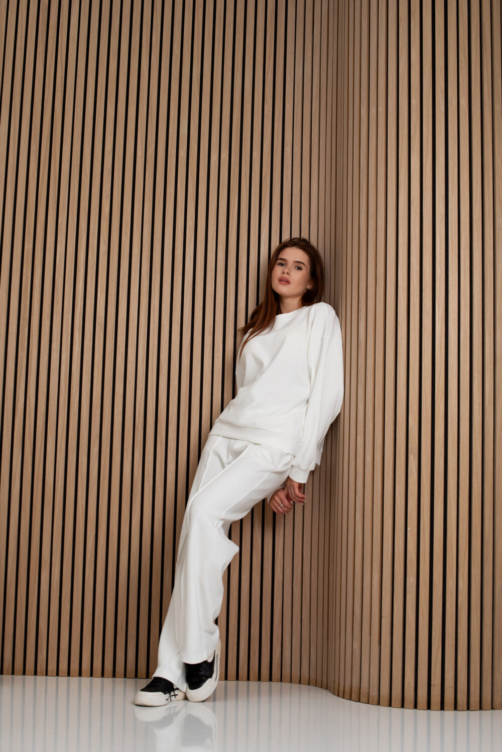 Жіночі штани палаццо вафельні з високою посадкою