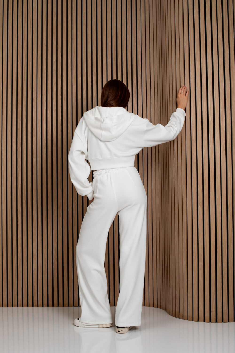 Жіночі штани палаццо вафельні з високою посадкою