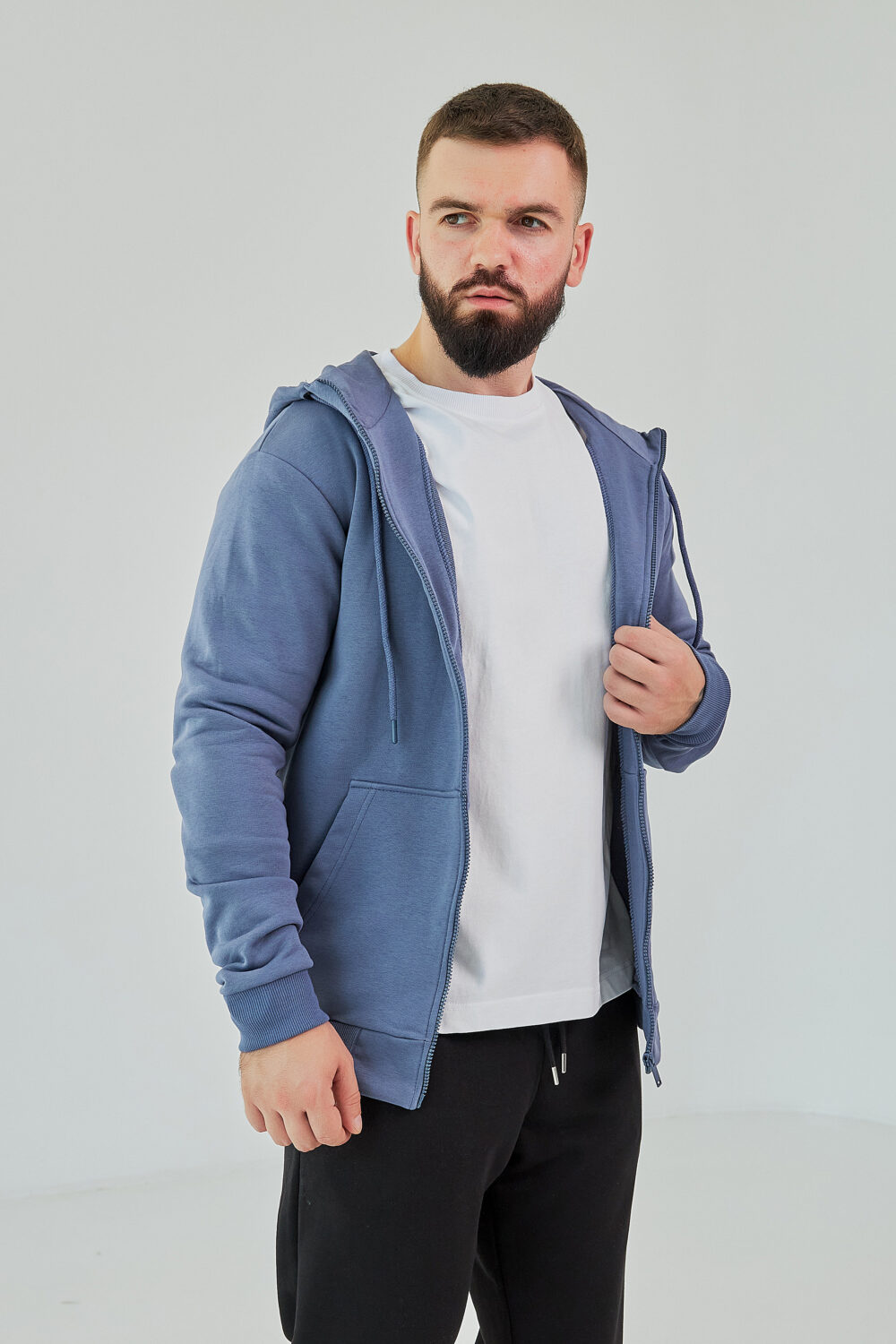 Чоловіче зіп худі на блискавці з м’якого трикотажу