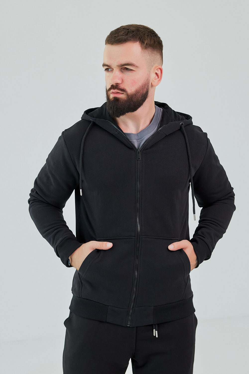 Чоловіче зіп худі на блискавці з м’якого трикотажу