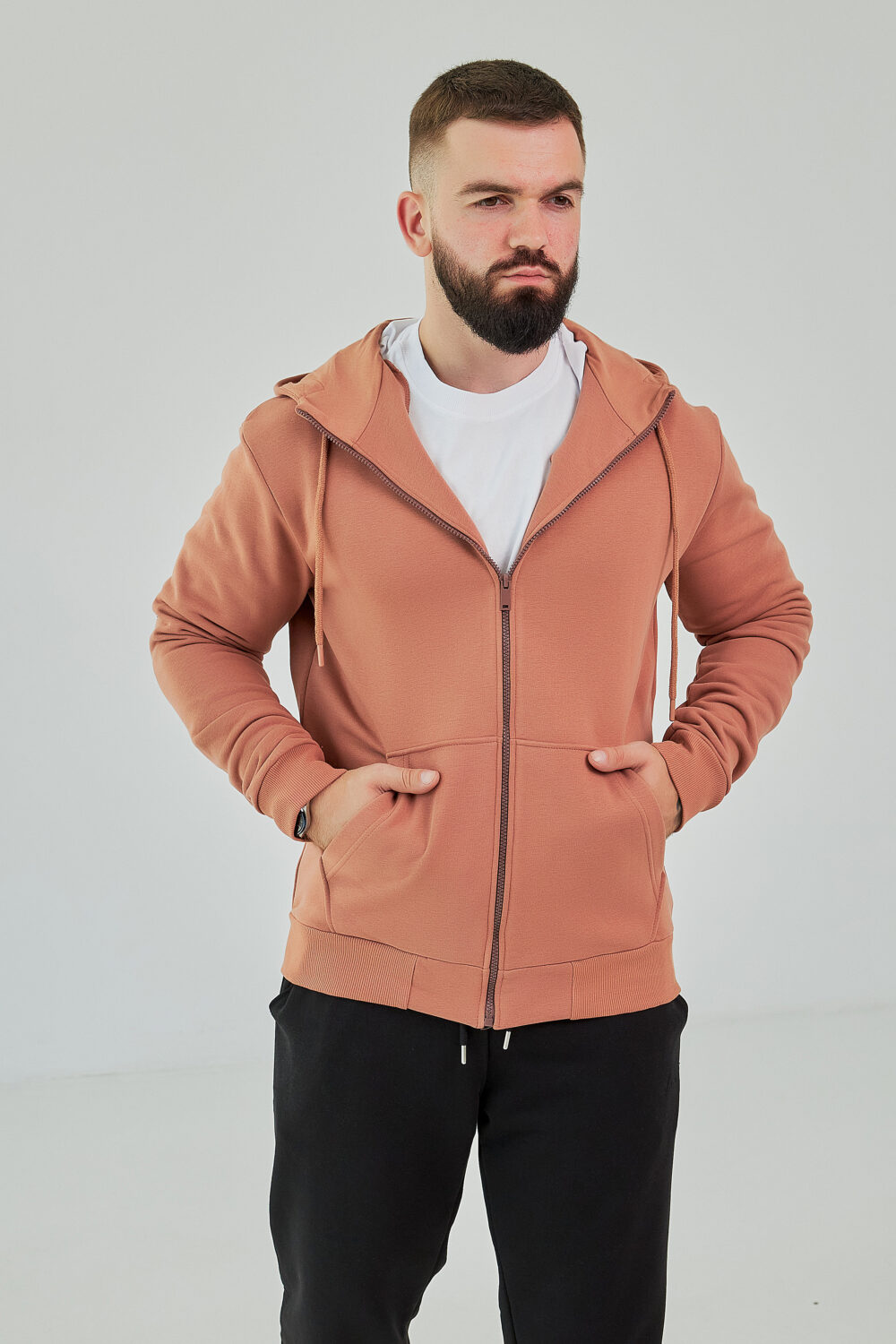 Чоловіче зіп худі на блискавці з м’якого трикотажу