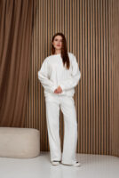 Жіночі штани палаццо вафельні з високою посадкою