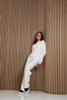 Жіночі штани палаццо вафельні з високою посадкою