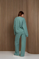 Жіночі штани палаццо вафельні з високою посадкою