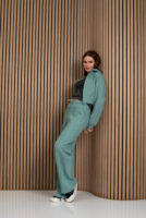 Жіночі штани палаццо вафельні з високою посадкою