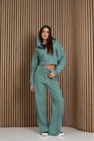 Жіночі штани палаццо вафельні з високою посадкою