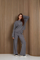 Жіночі штани палаццо вафельні з високою посадкою