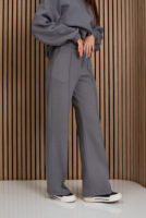 Жіночі штани палаццо вафельні з високою посадкою