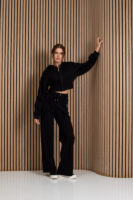 Жіночі штани палаццо вафельні з високою посадкою