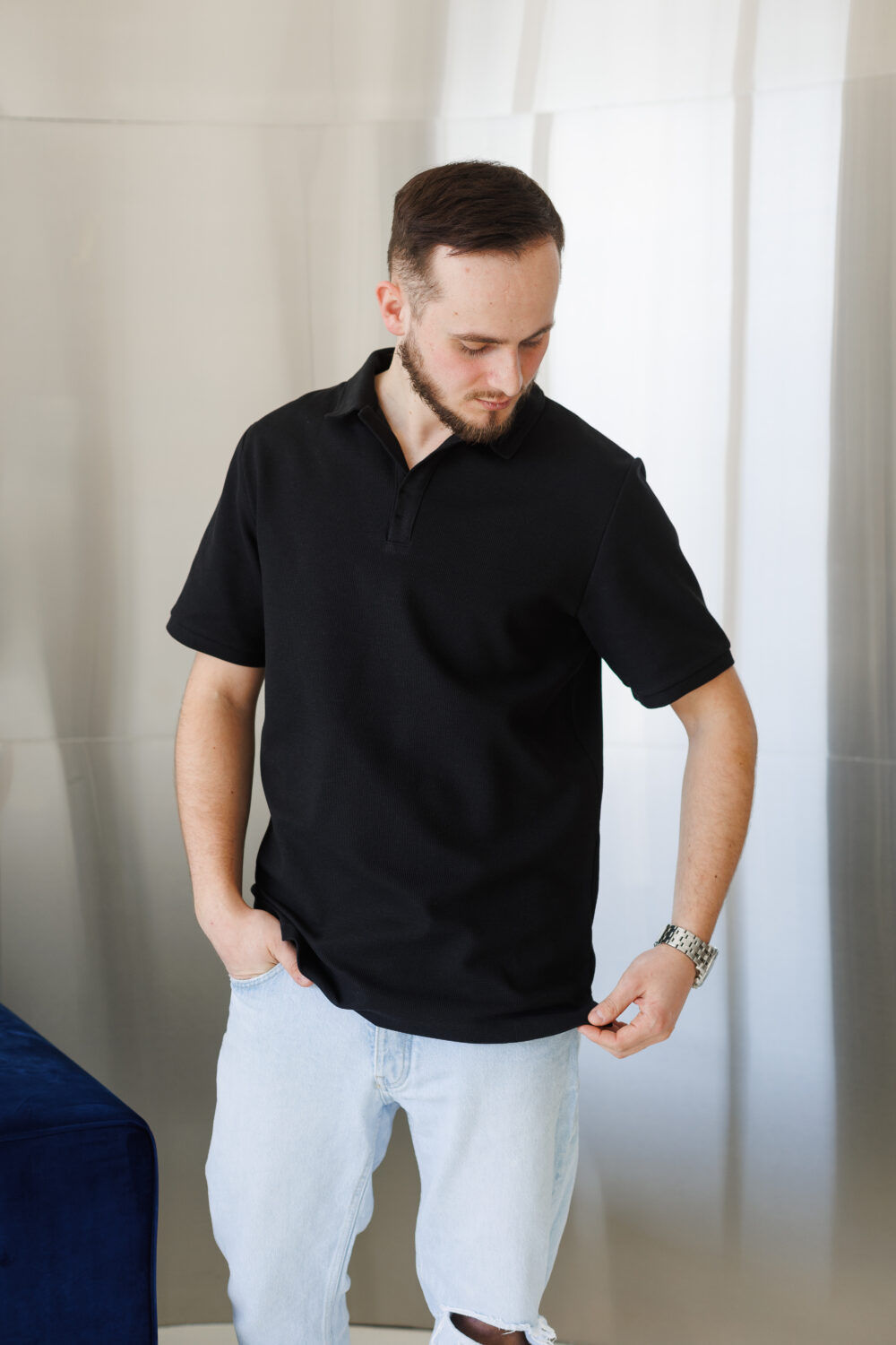 Чоловіче поло базове з бавовни пеньє