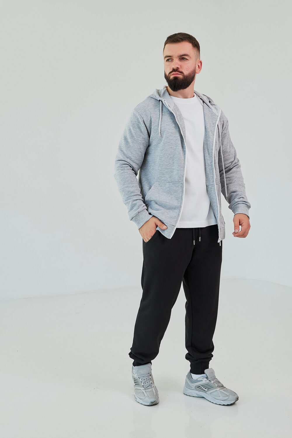 Чоловіче зіп худі на блискавці з м’якого трикотажу