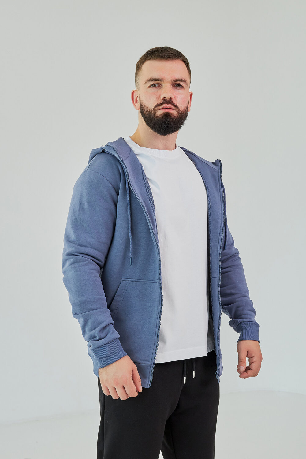 Чоловіче зіп худі на блискавці з м’якого трикотажу