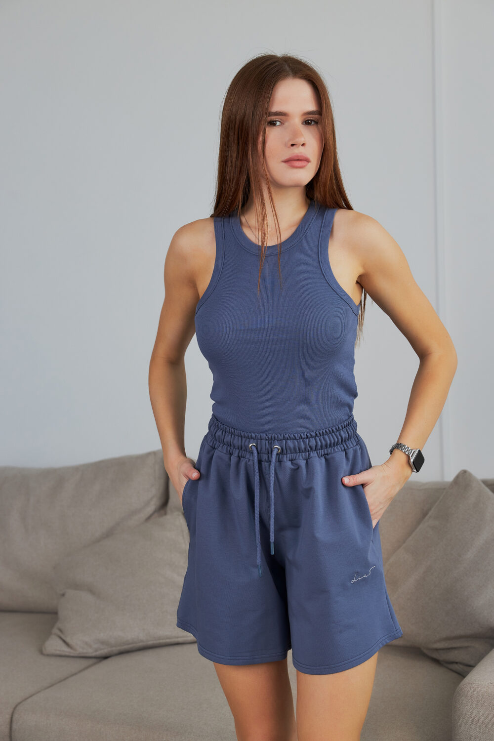 Жіноча майка з тонкої кашкорсе приталена базова